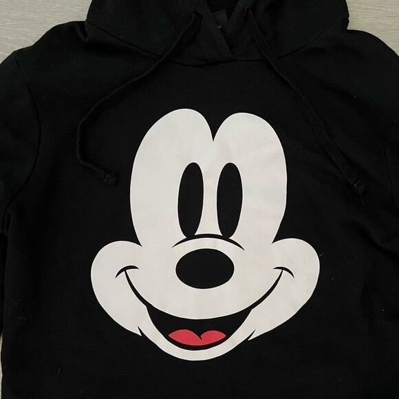 Disney Mickey Mouse Ears Black Drawstring Hoodie size M - Picture 2 of 5